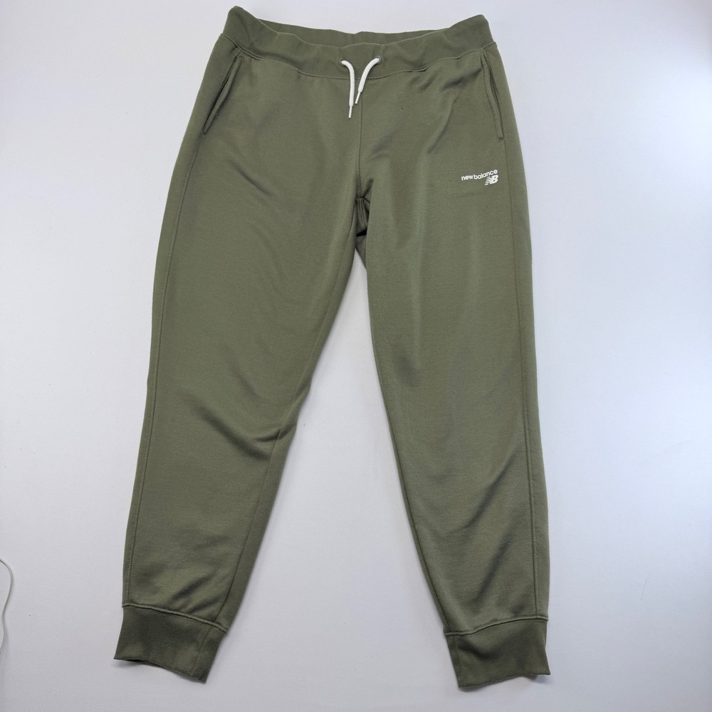 New Balance Mens XL Olive Green Essentials Fleece Jogger Sweatpants Pockets
